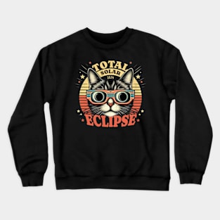 Retro Solar Eclipse Cat Crewneck Sweatshirt